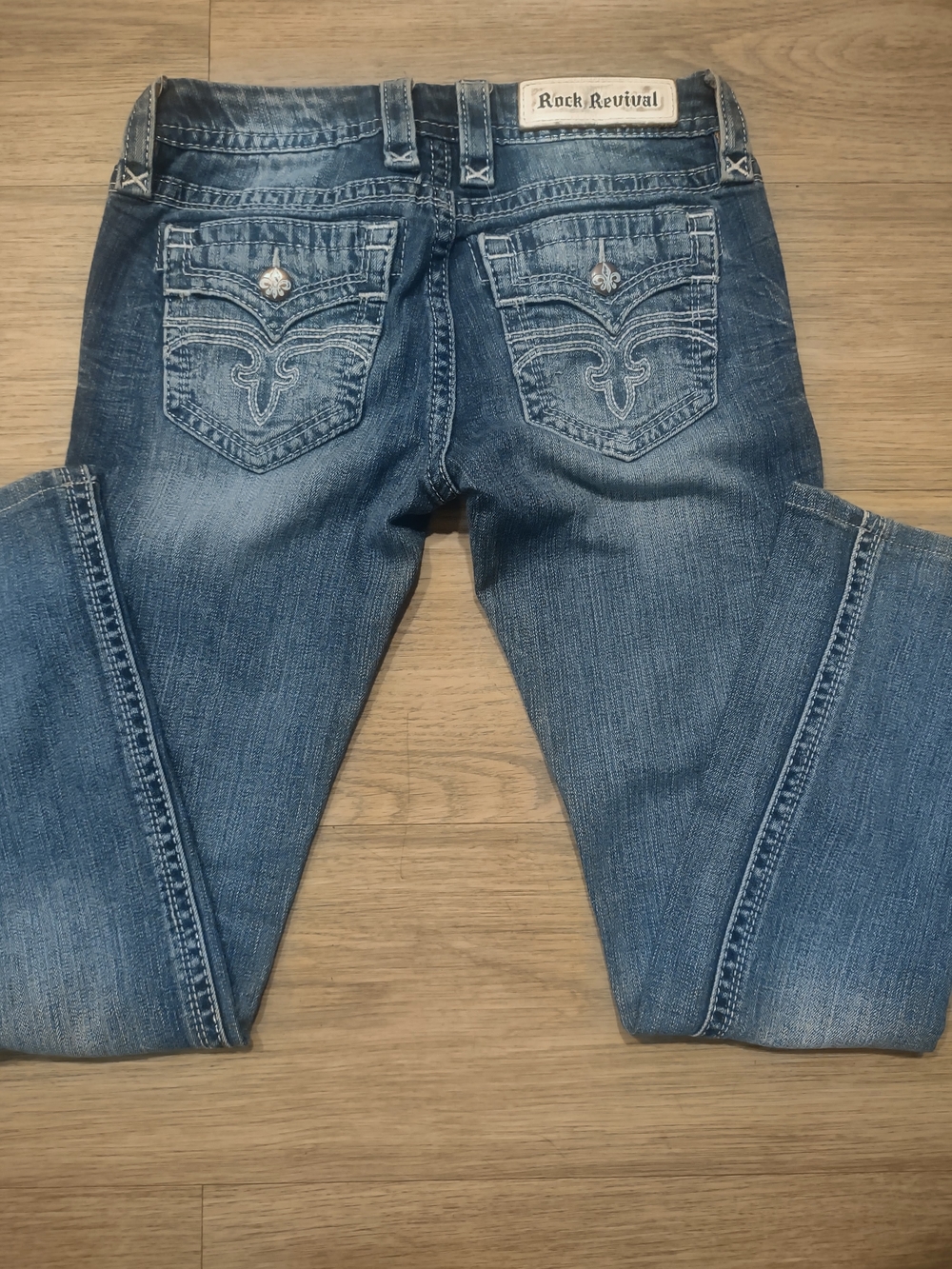 Rock Revival Women's Medium Blue Embroidered Boot Cut Jeans